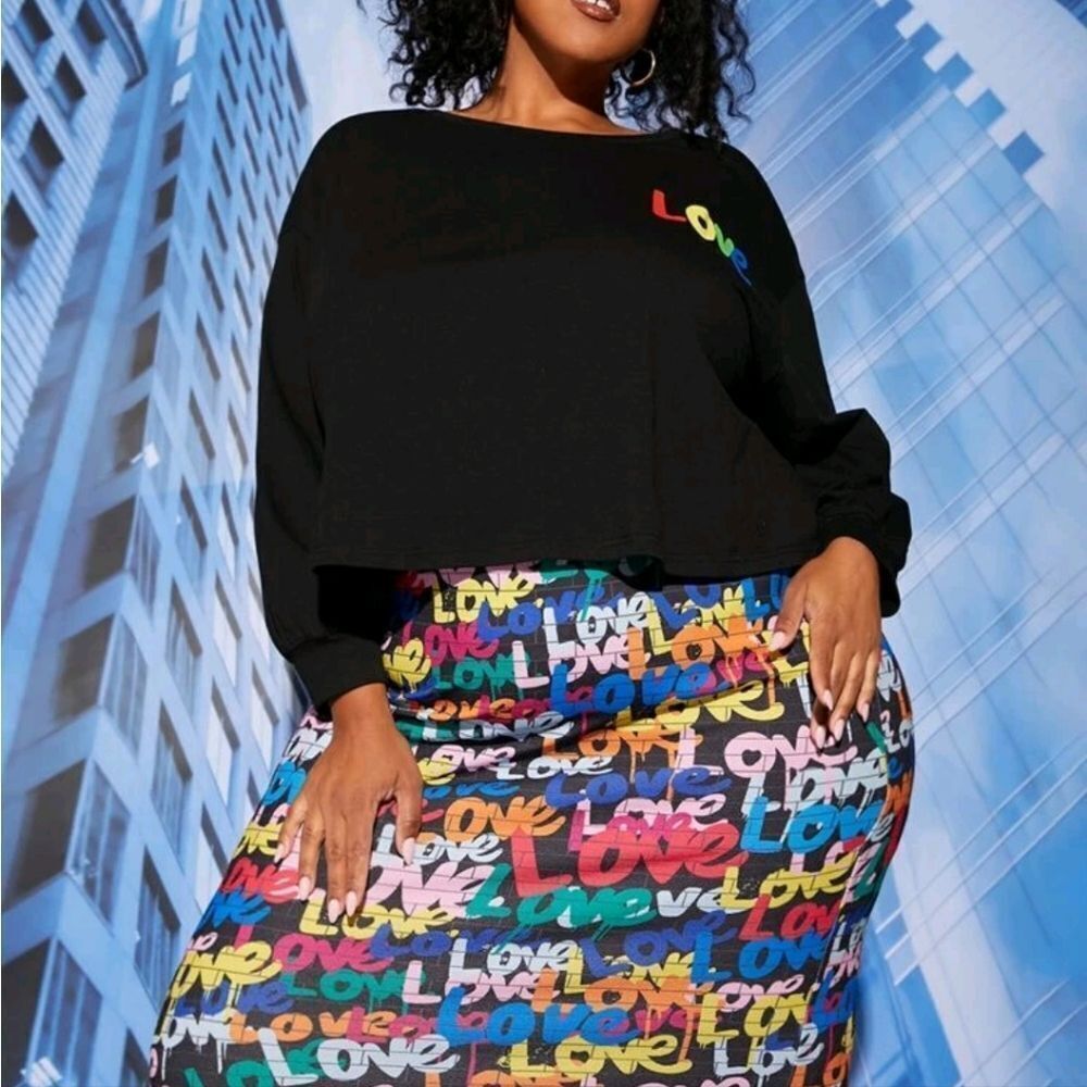 (NWOT) Shein Fit Love Shirt & Skirt Set sz 26w - Picture 3 of 12
